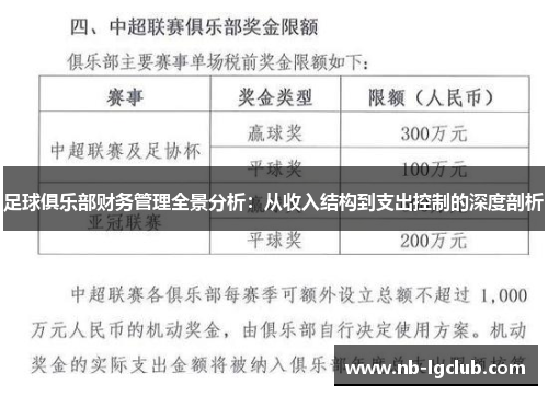 足球俱乐部财务管理全景分析：从收入结构到支出控制的深度剖析