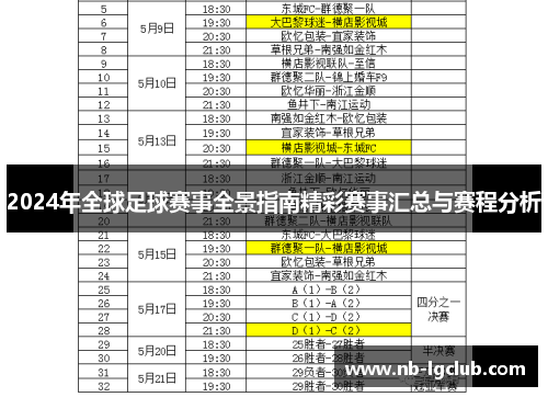 2024年全球足球赛事全景指南精彩赛事汇总与赛程分析